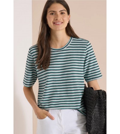 Camiseta con relieve y rayas