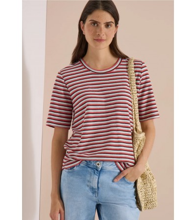 Camiseta con relieve y rayas